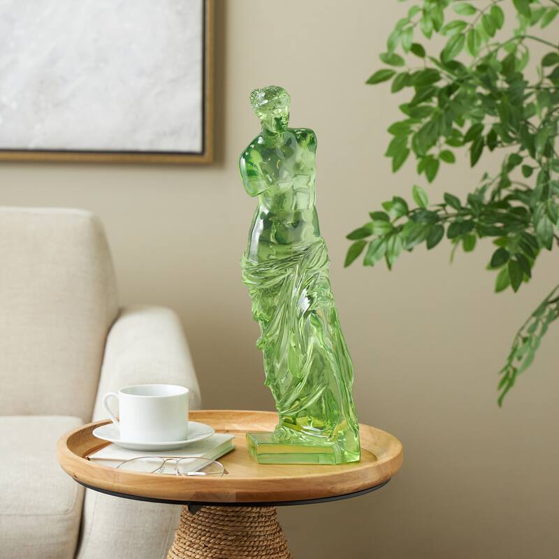 Light Blue, Orange or Green Resin Tinted Woman Decorative Sculpture - Green