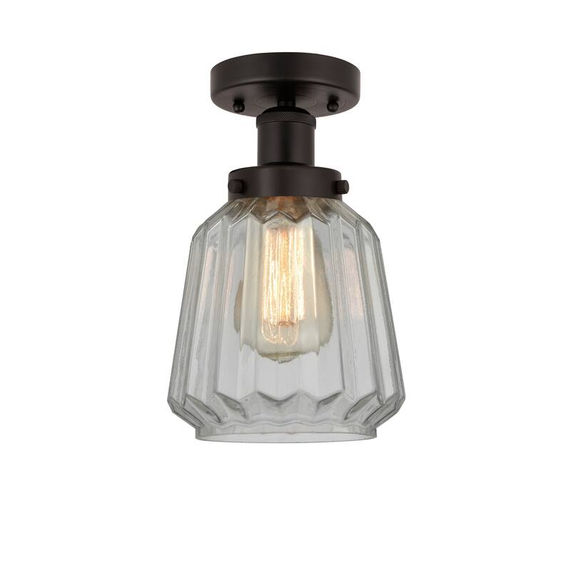 Innovations Lighting Chatham - 1 Light 7" Semi-Flush Mount - Oil Rubbed Bronze/Matte White