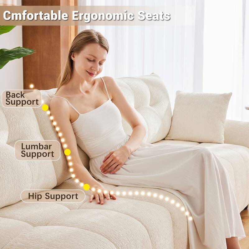 Roomfitters 47" Single Seater Modular Sofa, Ergonomic Deep Seat Chenille Armchair with Pillows