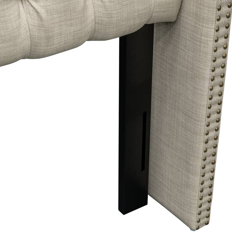 Madison Park Baldwin Upholstered Wingback Headboard with Button Tufting & Nailhead Trim