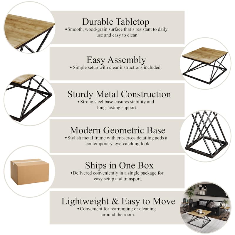 CraftPorch Sophisticated 3- Pieces Coffee Table Set