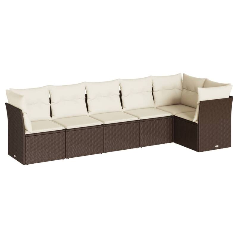 vidaXL Garden Sofa Set Brown, Cream White PE rattan, powder-coated steel - 24.4 x 24.4 x 27.2
