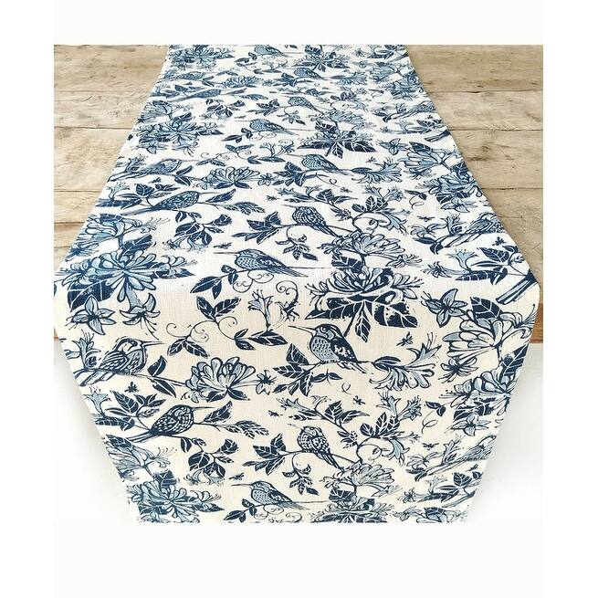 French Home Honeysuckle Table Runner - Indigo