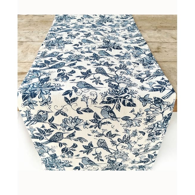 French Home Honeysuckle Table Runner - Indigo