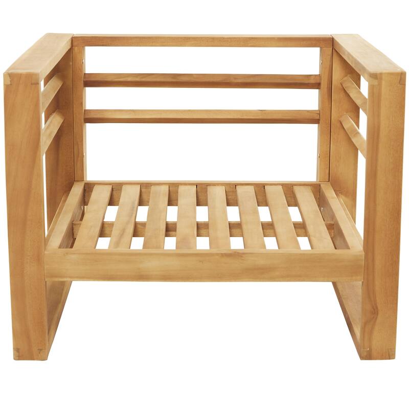 Teak Wood Low Profile Outdoor Chair with Cushions - Brown - Roche River Decor