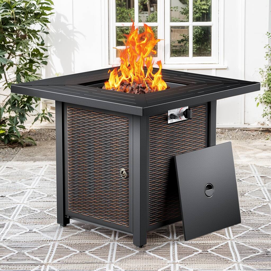 30 Inch 50,000 BTU Square Outdoor Propane Fire Pit Table