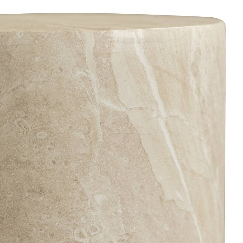 Vintara Modern Cylindrical Round Fiberstone Side Table with Brushed Finish for Living Rooms, Bedrooms, Patios, Balconies