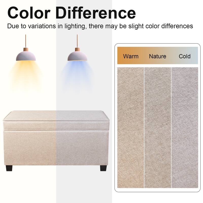 Adeco Linen Storage Ottoman Bench for Entryway or Bedroom