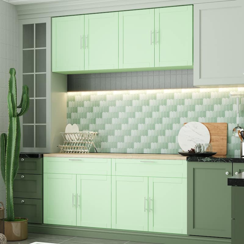 2 Piece Modular Closet Storage Set with Floor and Wall Cabinets Pantry