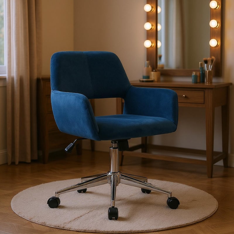 HomyLin Swivel Mid Back Upholstery Desk Chair with Rolling Casters