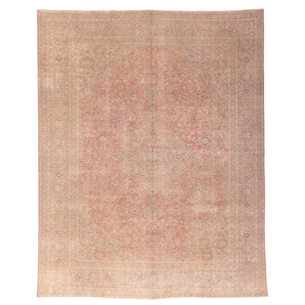 ECARPETGALLERY Hand-knotted Antalya Vintage Coral Wool Rug - 9'8 x 12'1