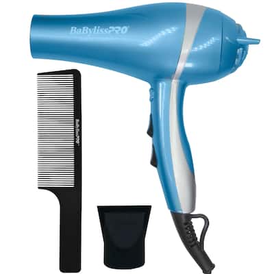 BaByliss Pro Nano Titanium Lightweight Ionic Hair Dryer BNT5548 (Blue) + BaByliss PRO Barberology 9 Inch Clipper Comb - Black