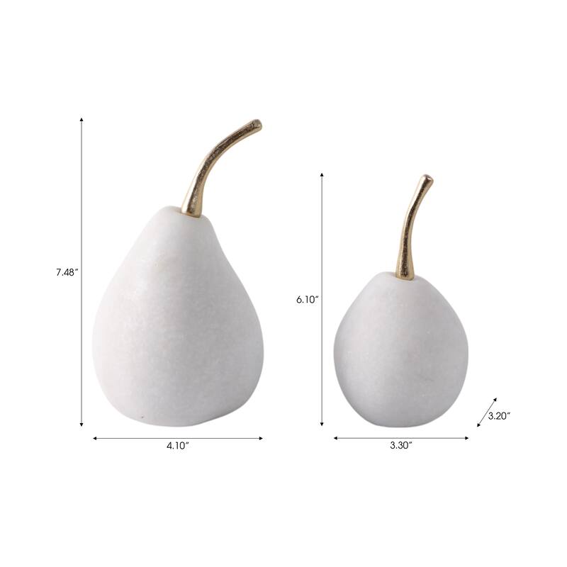 Polyresin Decorative Object Stem Pear-Shaped (Set of 2) - 7/6" White - 4" x 4" x 7.5"