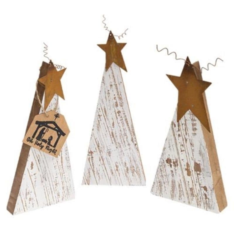 Rustic Wood Christmas Trees - Set of 3 - Woodwaves