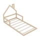 preview thumbnail 11 of 20, Twin Size Wood Floor Bed with House-Shaped Headboard, Natural Finish for a Playful and Modern Bedroom Look