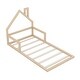preview thumbnail 11 of 20, Twin Size Wood Floor Bed with House-shaped Headboard and Chimney, Features Sturdy Pine Wood Construction