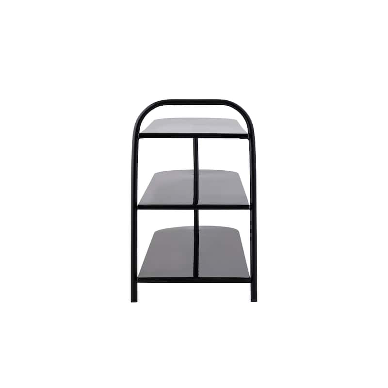 happimess Modern 24" 9-Pair 3-Tier Iron Curved Decker Shoe Rack