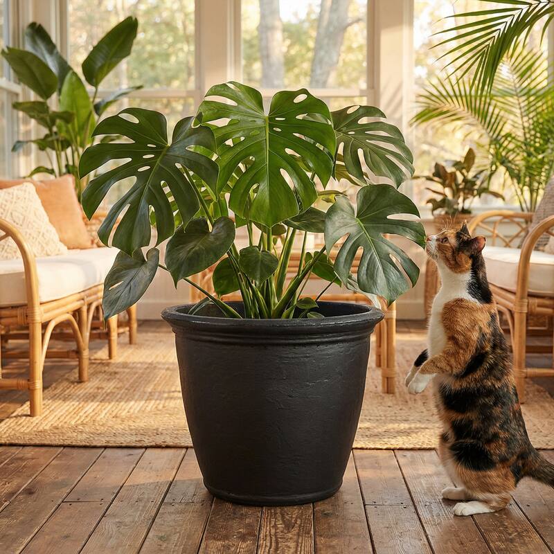 Sunnydaze Anjelica Polyresin Large Round Outdoor Planter