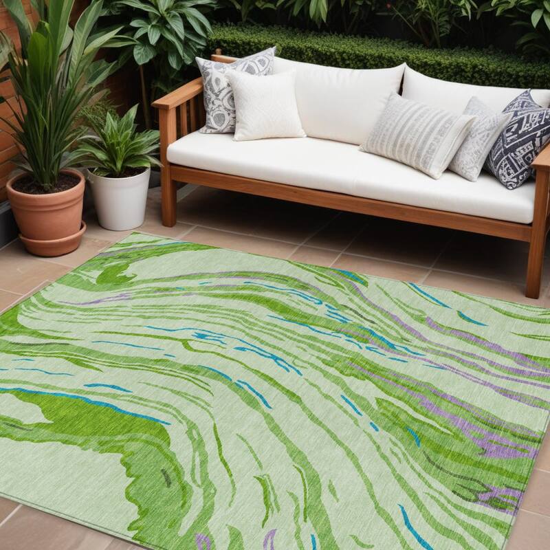 HomeRoots Abstract Transitional Rectangle Outdoor Rug - 9' X 12'