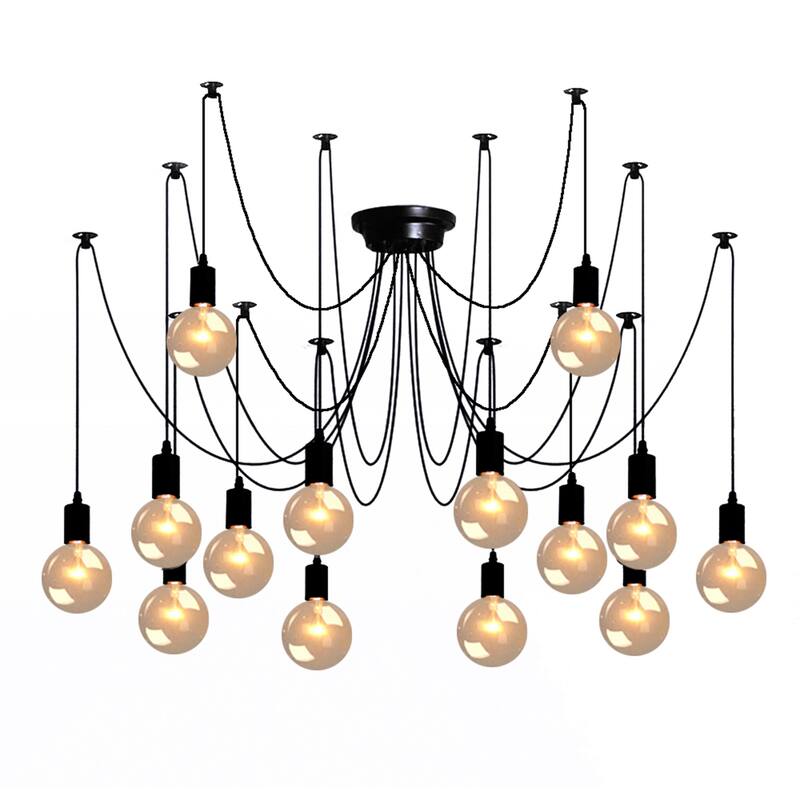 Oaks Aura Industrial String Light Adjustable Pendant Light, Spider Cluster Chandelier