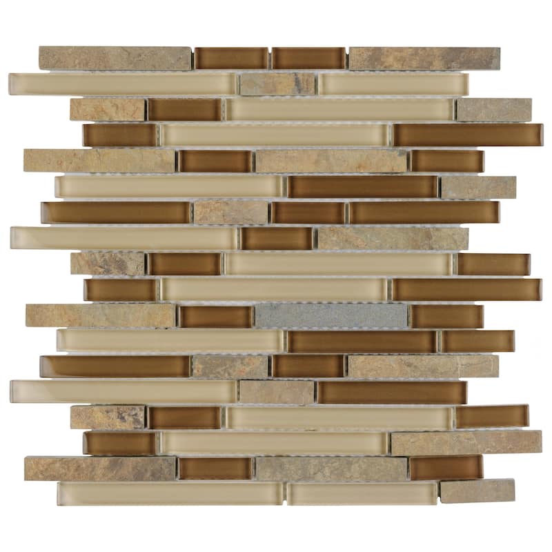 Merola Tile Tessera Piano Brixton 11-3/4" x 11-7/8" Glass Mosaic Wall Tile - Case (10 Tiles)