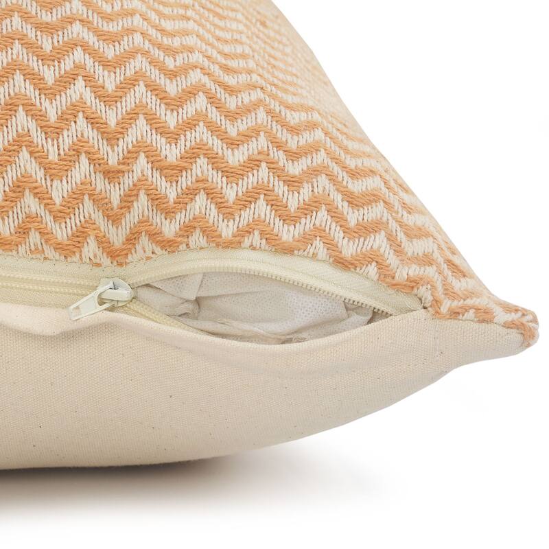 18" Orange and White Chevron Square Throw Pillow