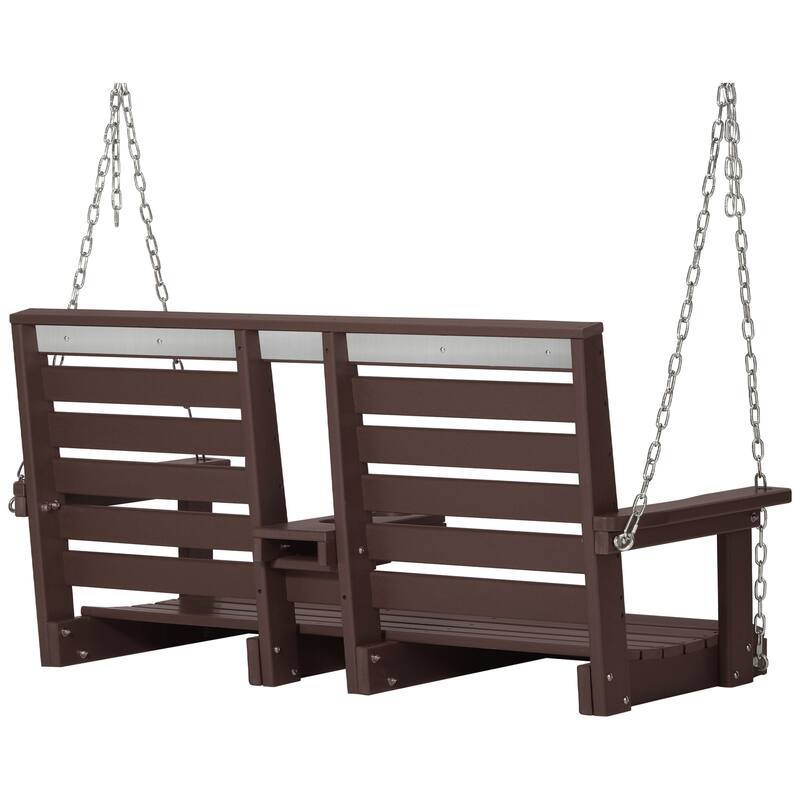 Nashville Poly 54 Inch Porch Swing with Folding Cup Holder