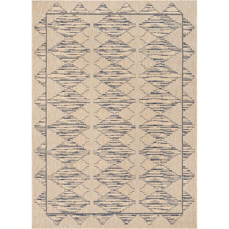 Well Woven Medusa Vidar Indoor Outdoor Moroccan Trellis Area Rug - 5'3" x 7'3" - Blue Ivory