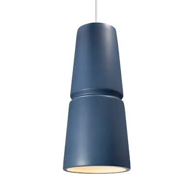 Radiance Cone 1-light Dark Bronze Large Pendant, Midnight Sky Shade White Cord - Dark Bronze, Midnight Sky, White