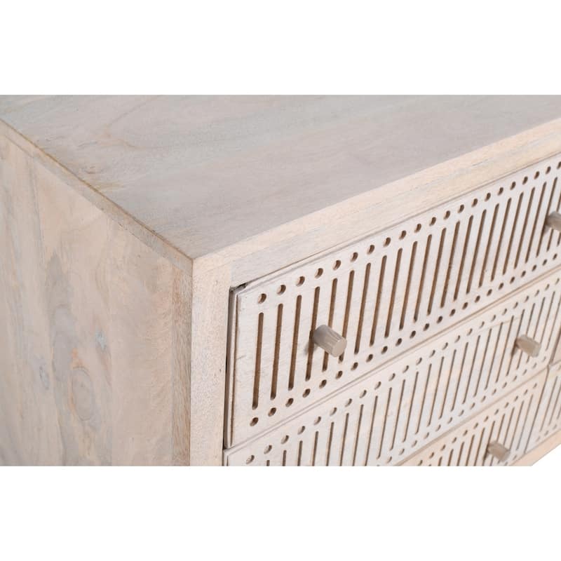 HomeRoots 48" Brushed Ivory Solid Wood Six Drawer Double Dresser