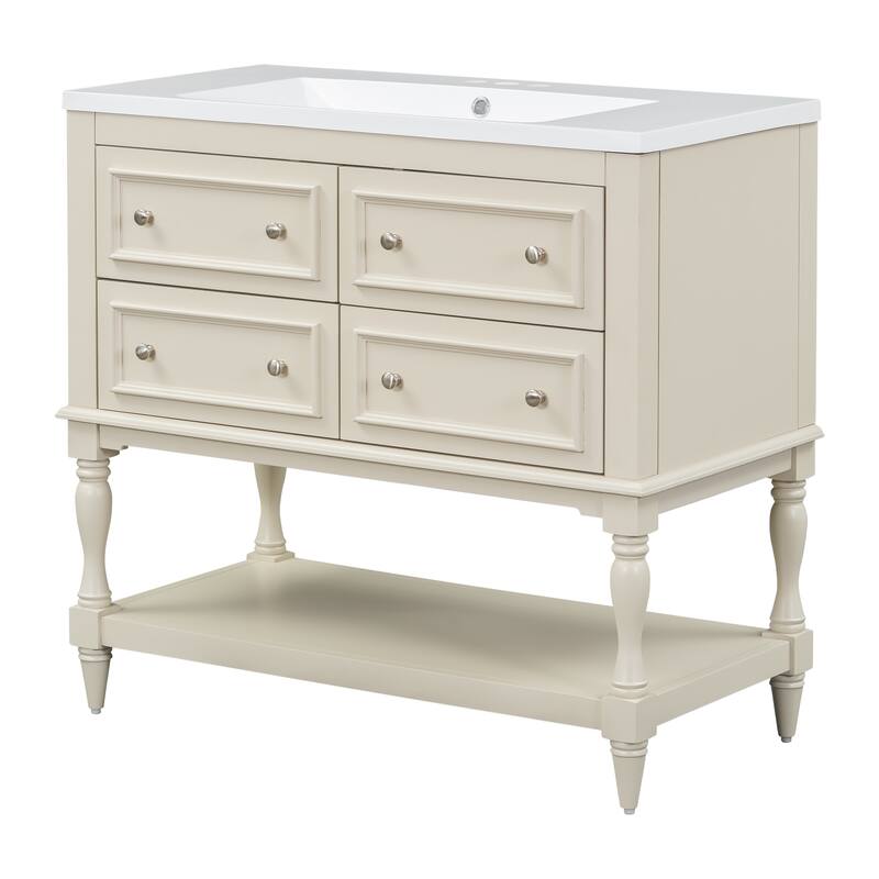 Bathroom Vanity Cabinet Free Standing Vanity Set with 4 Drawers
