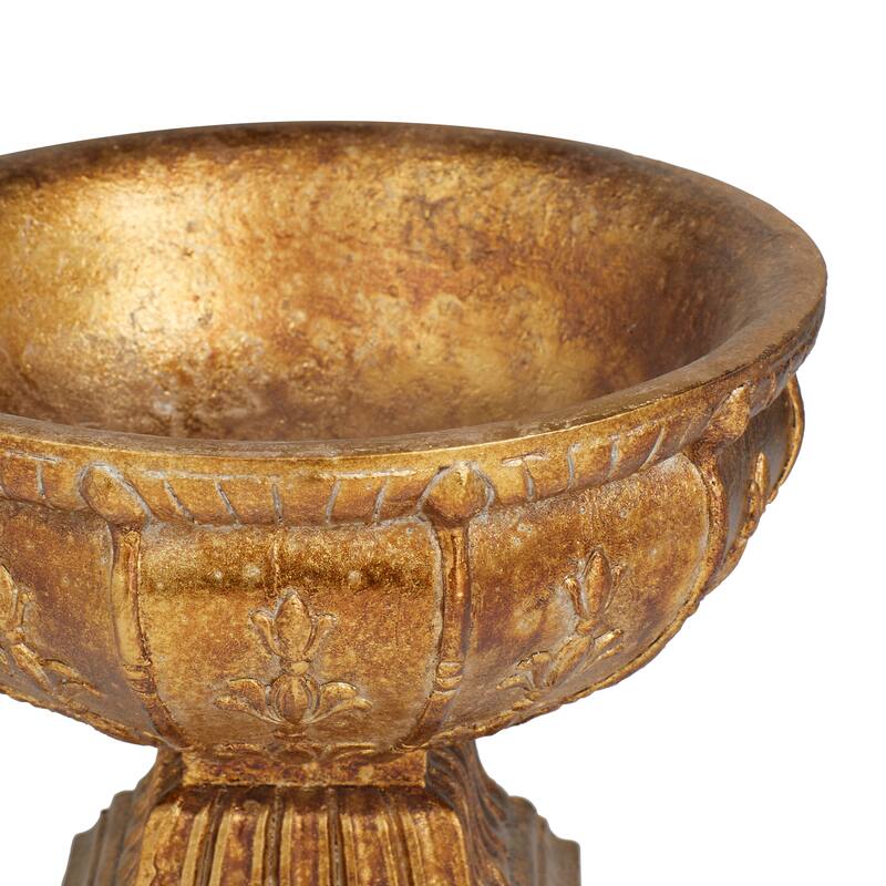 Gold Polystone Ornate Decorative Decorative Bowl - 11 x 11 x 9
