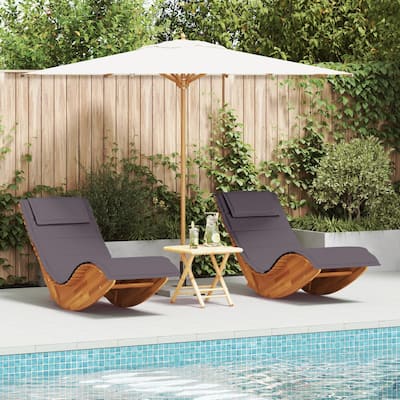 vidaXL Rocking Sun Loungers with Cushions 2 pcs Solid Wood Acacia - 23.6 x 60.6 x 29.1