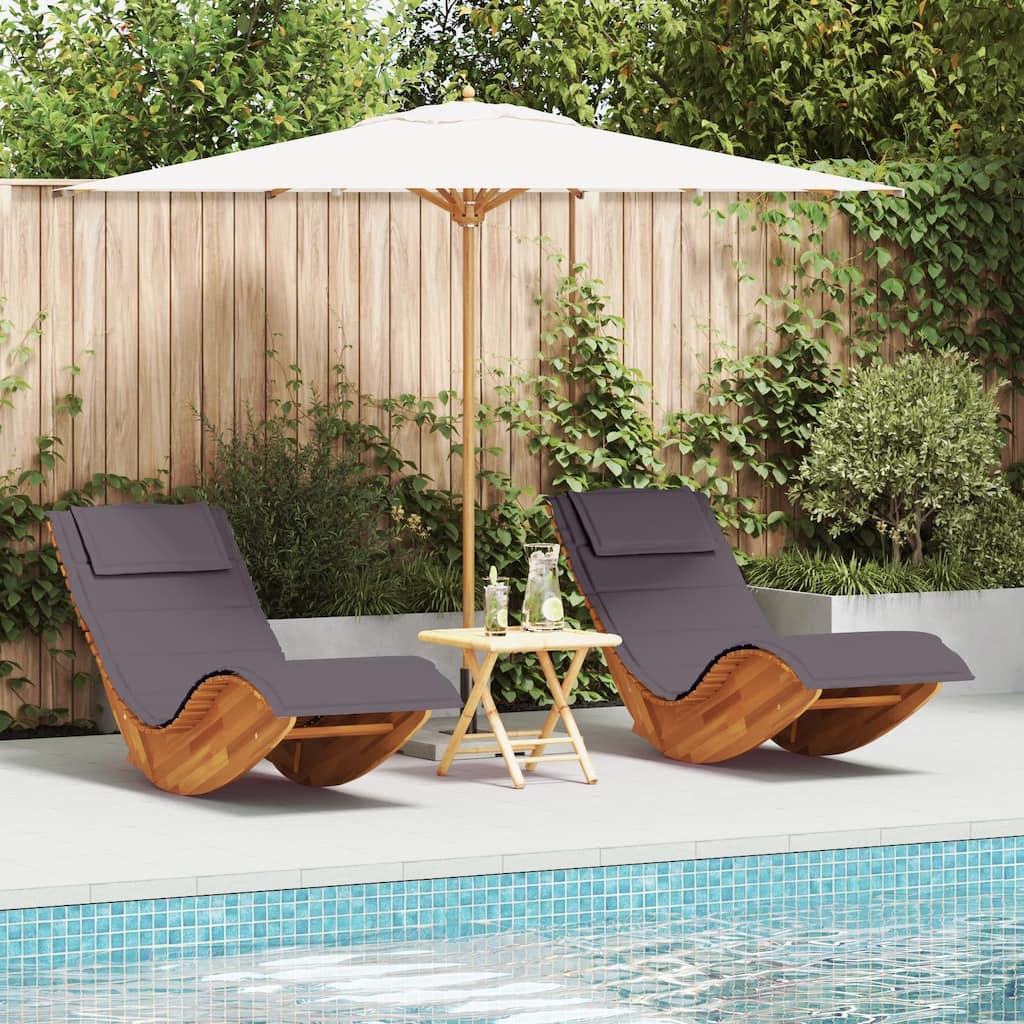 vidaXL Rocking Sun Loungers with Cushions 2 pcs Solid Wood Acacia - 23.6 x 60.6 x 29.1