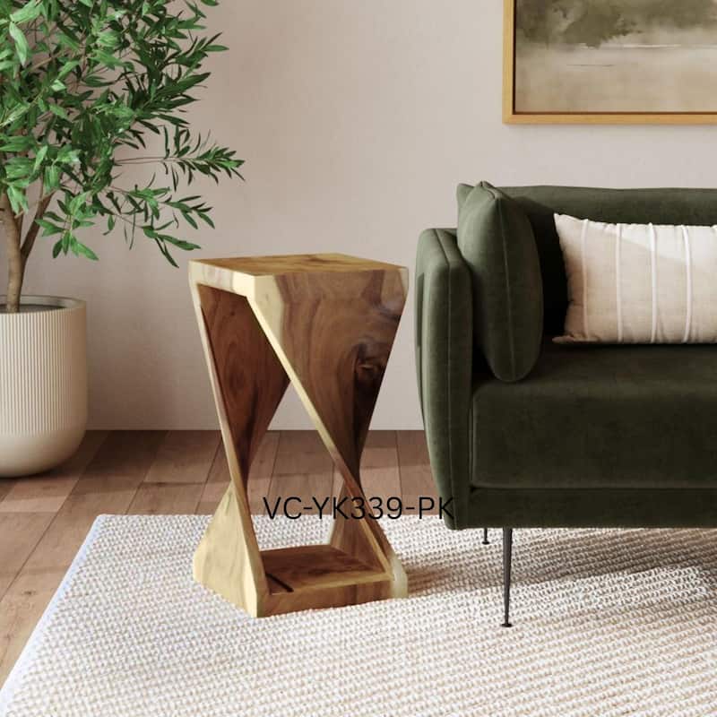 Natural Wood Sculpted End Table by East at Main - 24" - Natural