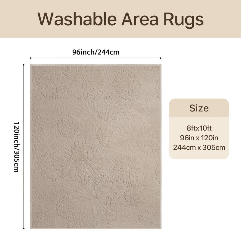 Mcow High-Low Textured Plush Washable Non-Slip Area Rug