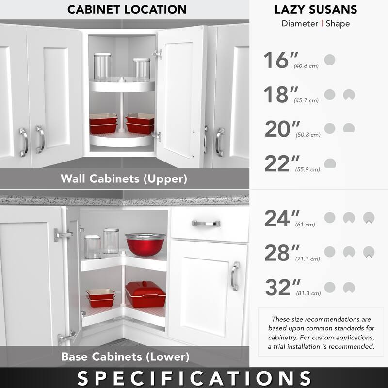 Rev-A-Shelf 20'' Lazy Susan Full-Circle Polymer 2-Shelf, White, 3072-20-11-52