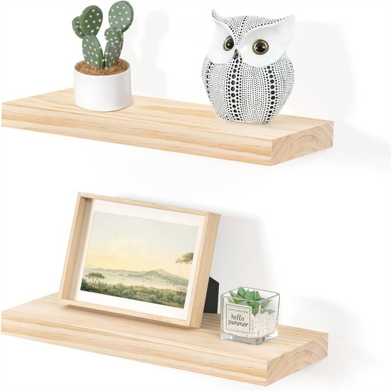 Wood Floating Shelves Set of 2 - 6.7"D x 16"W x 1.4"H