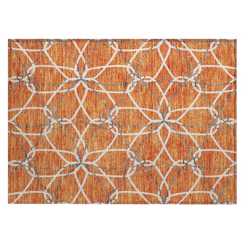 Machine Washable Indoor/ Outdoor Abstract Prism Chantille Rug