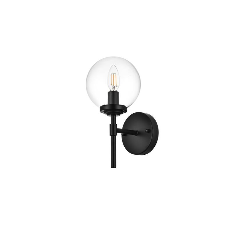 Inzo 1 Light Black and Clear Bath Sconce