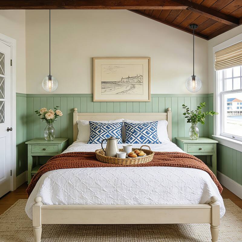 Modern 1-Light Matte Black Seeded Glass Pendant Light Globe Shade Kitchen Island Light for Dining Room - 8.8" L × 9.6" H