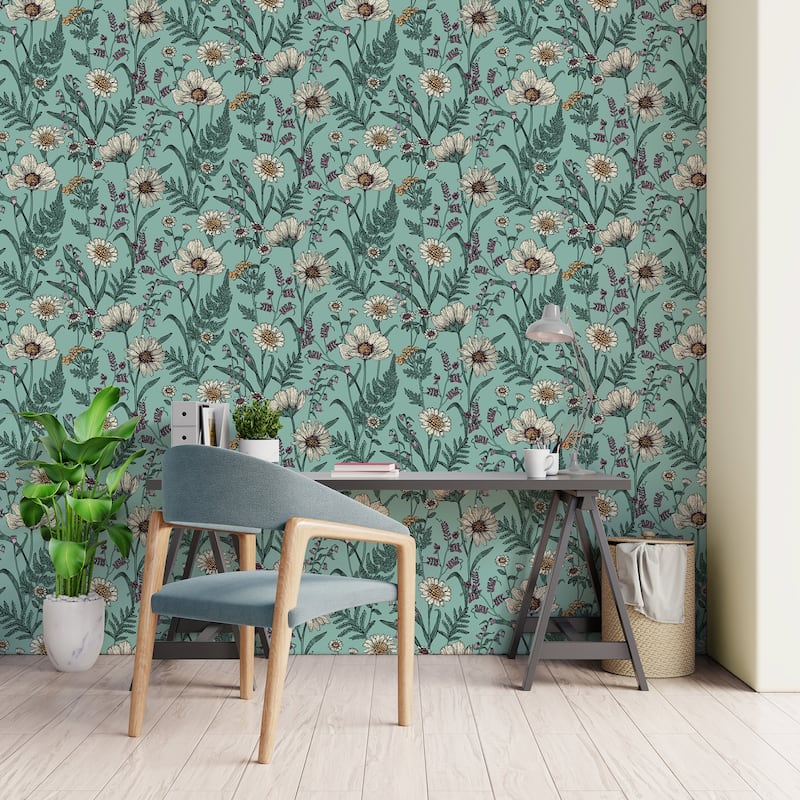 Fine Decor Arden Blue Wild Meadow Wallpaper