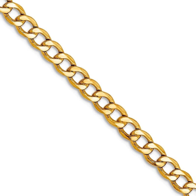 Curata 14k Yellow Gold 3.35mm Curb Chain Necklace for Men