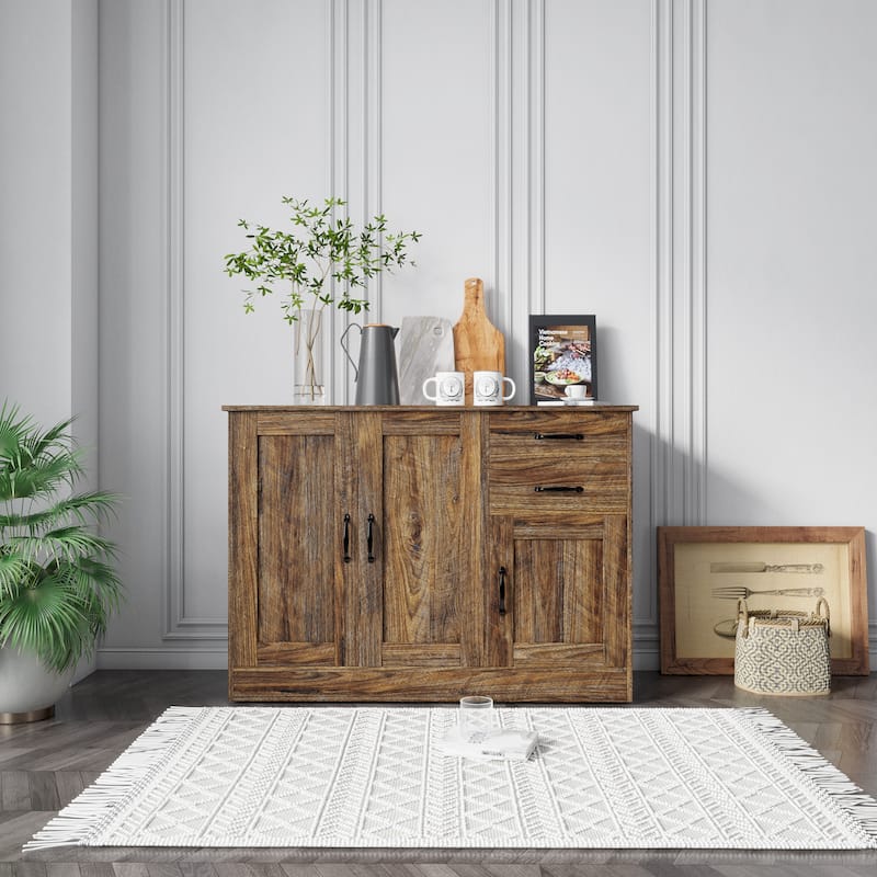 Modern Wood Buffet Sideboard with 2 doors&1 Storage and 2drawers