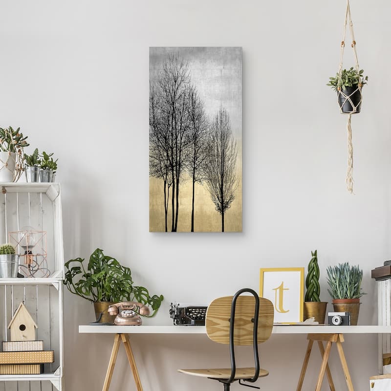 Trees on Silver & Gold I Canvas Art Print