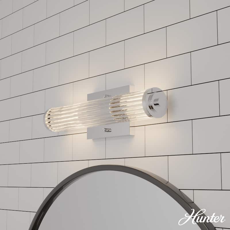Hunter Holly Grove Bathroom Vanity Wall Light, Art or Shelf Light - Contemporary - Damp Rated! - 18" - Chrome - Clear Glass