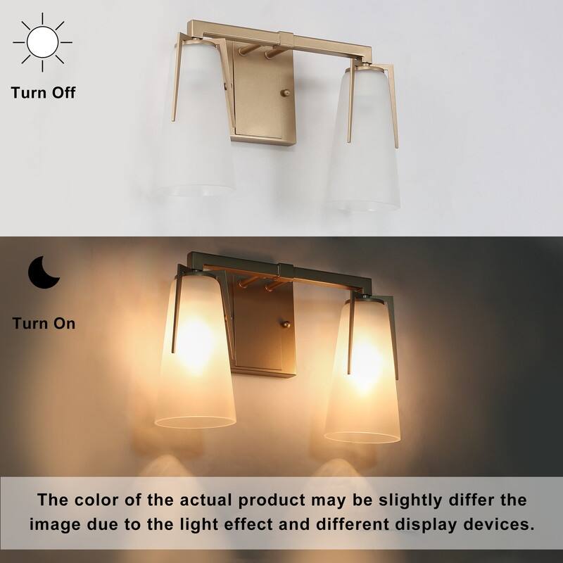 Modern Glam Frosted Glass Bronze Gold Bathroom Vanity Lights Dimmable Wall Sconces
