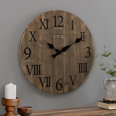 FirsTime & Co. Rustic Farmhouse Barn Wood Wall Clock, Solid Wood, 24 x 2 x 24 in, American Designed