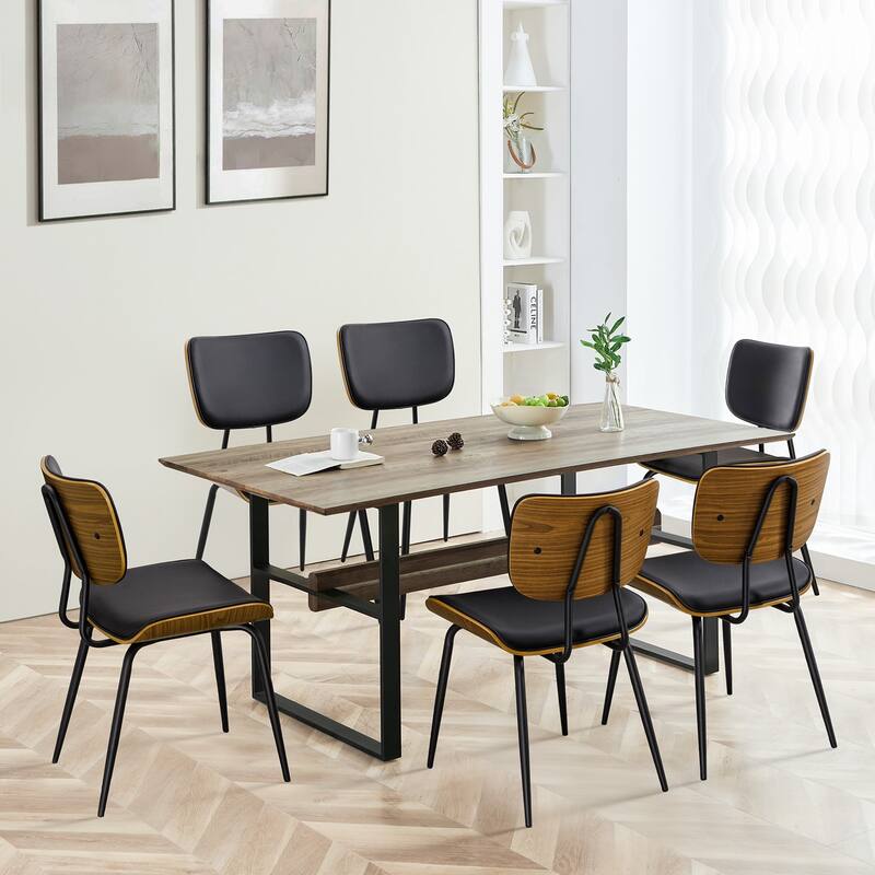 Faux Leather Upholstered Dining Chairs Set of 2/4 - 33.5" H x 17.5" W x 23" D