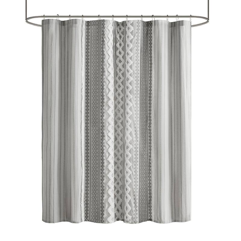 Cotton Printed Shower Curtain with Chenille